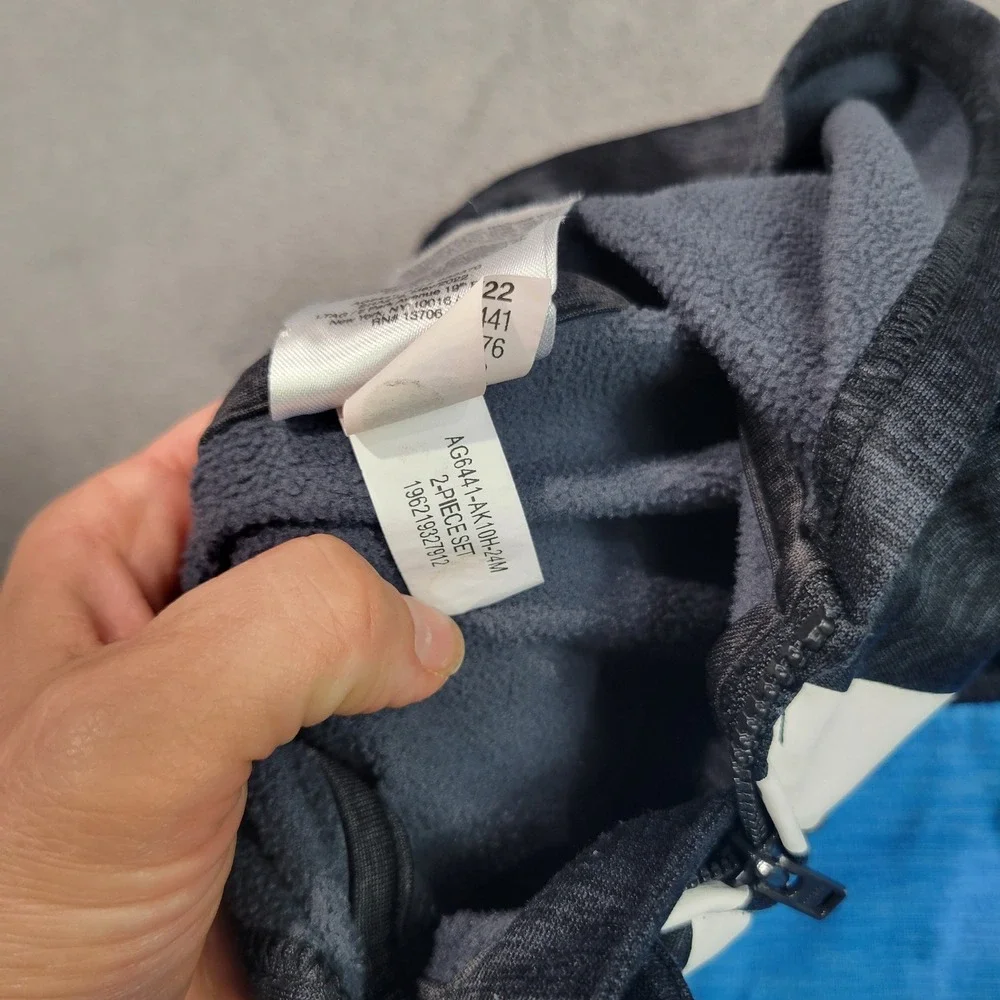 Adidas Hoodie Toddler Boys 24M Blue Gray Full Zip Fleece AG6441-AK10H-24M Sporty
